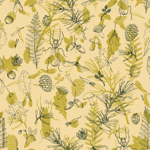 seamless pattern with forest objects