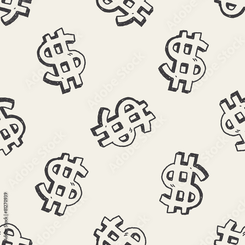 doodle dollar seamless pattern background