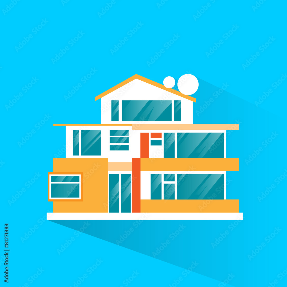 big modern villa house icon flat design vector