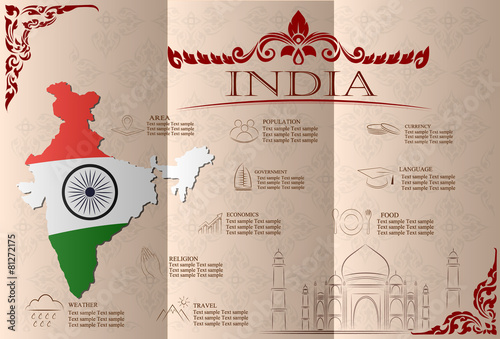 India infographics, statistical data, sights. Vector
