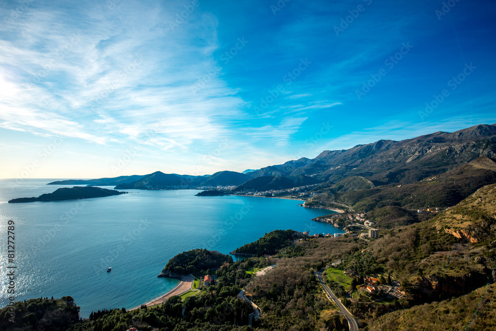 Landscape of Adriatic sea coast in Montenegro