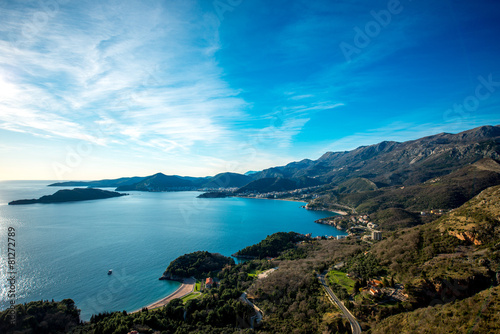 Landscape of Adriatic sea coast in Montenegro