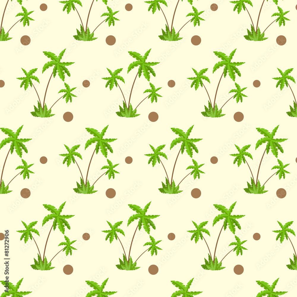 palm tree with coconut pattern over yellow sand