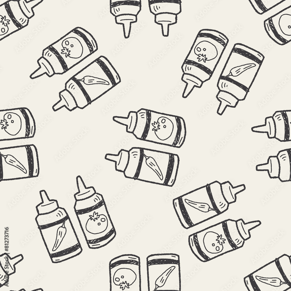 Plakat ketchup doodle seamless pattern background