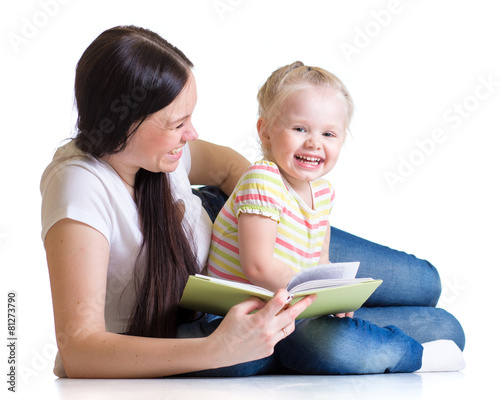 Mother is reading book with...