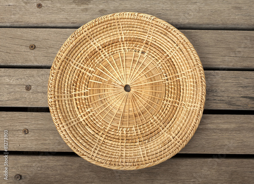 Rattan placemats on wood floor center