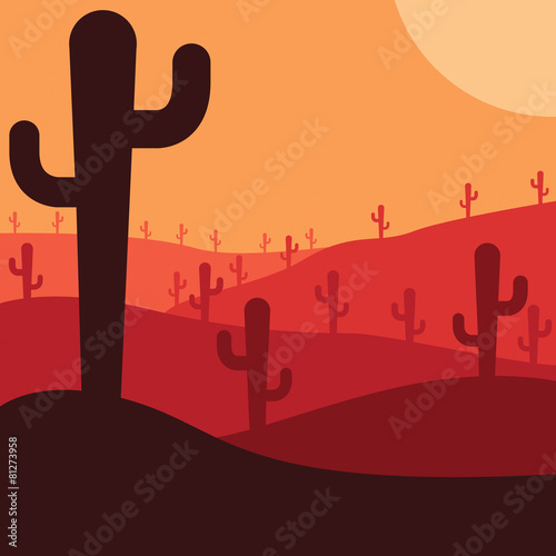Mexican desert cactus scene in vector format.