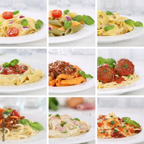 Italienisches Essen Collage von Spaghetti Food Pasta Nudel Geric