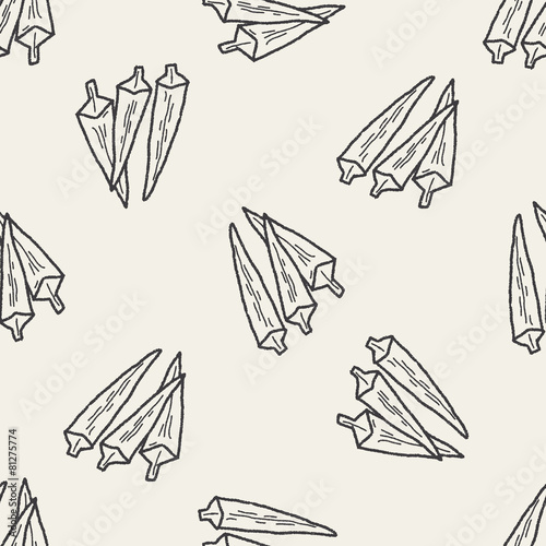 Okra doodle seamless pattern background