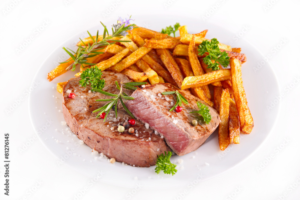 grilled steak and french fries