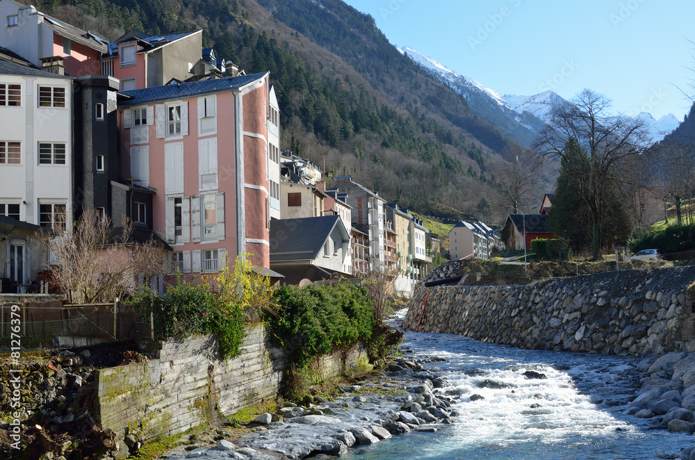 Winter view of the Cauterets spa town