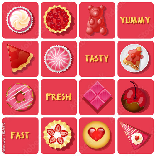 illustration of dessert and baked goods