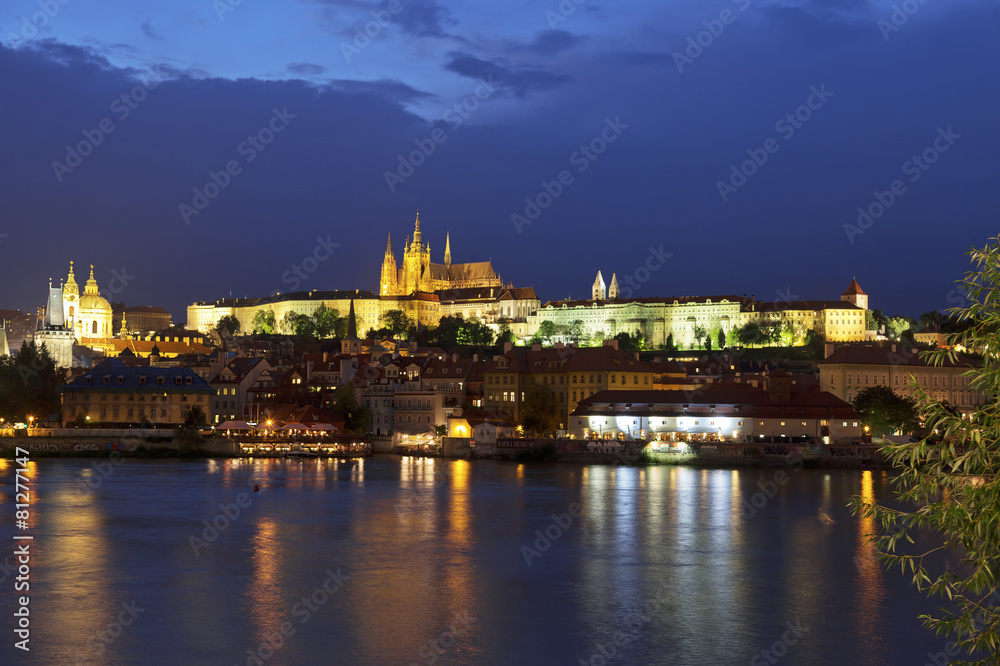 View of Prague Castle during twilight