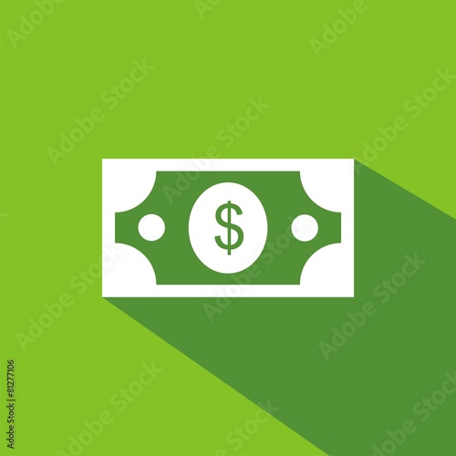 Icono billete dólar verde sombra