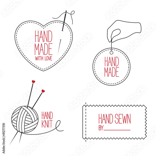 Set of emblems and labels for handmade, tailor and knitting