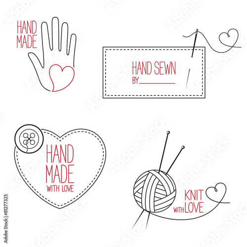 Set of emblems and labels for handmade, tailor and knitting