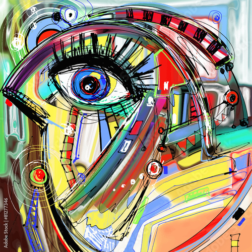 original abstract digital painting artwork of doodle bird #81277346