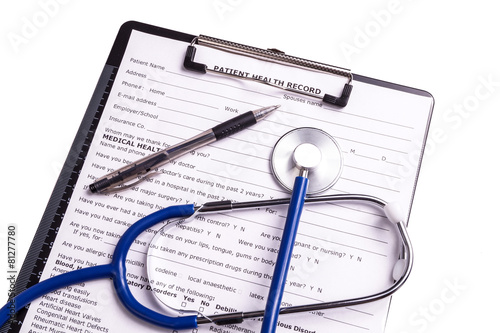 Medical records and Stethoscope