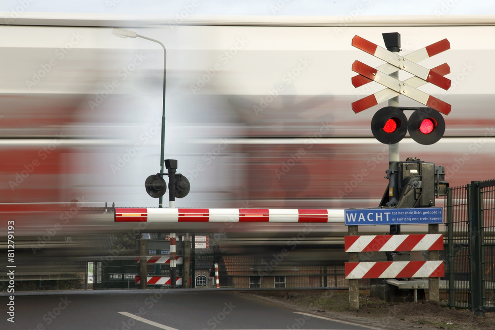 railway transport passing railroad crossing in holland railway transport passing railroad crossing in holland