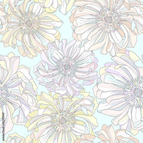 Seamless vector pattern of botanical flowers.