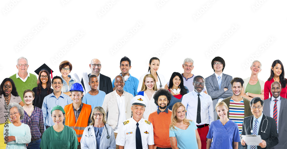 Diverse Multiethnic People Different Jobs Concept