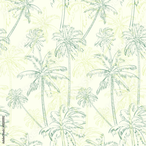 palm tree green seamless pattern over vector