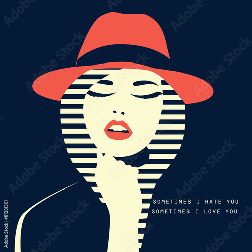 stylized sexy woman with hut