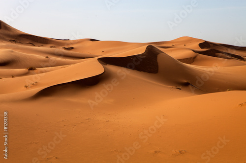 large dunes in the Sahara deformed by the wind, Morocco