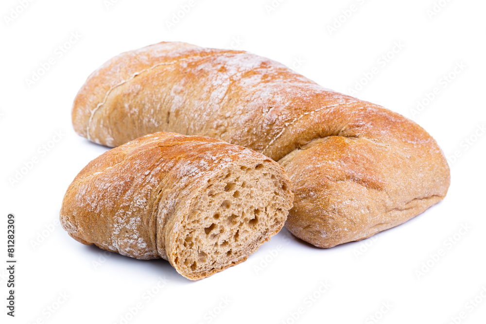 Bread on a white background.