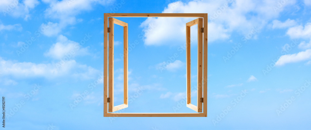 window frame wooden open sky view panoramic window frame wooden open sky view panoramic