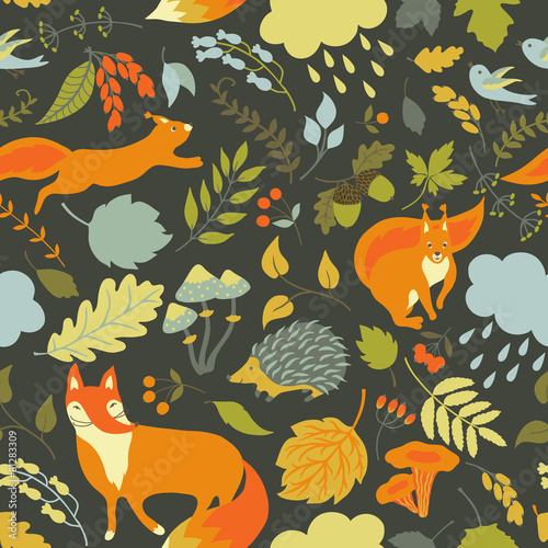 Seamless pattern with animals.