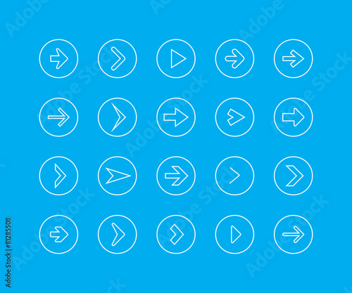 Thin line icon set - arrow