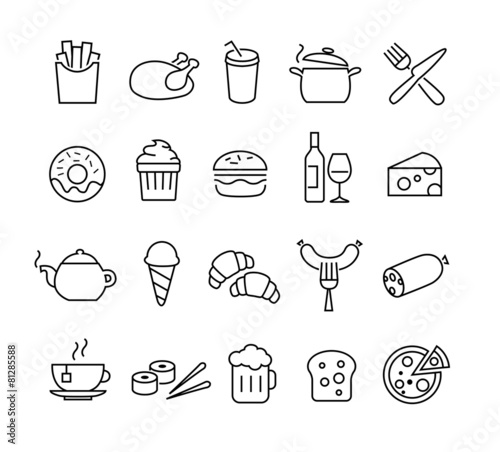 Food Icons Thin Lines