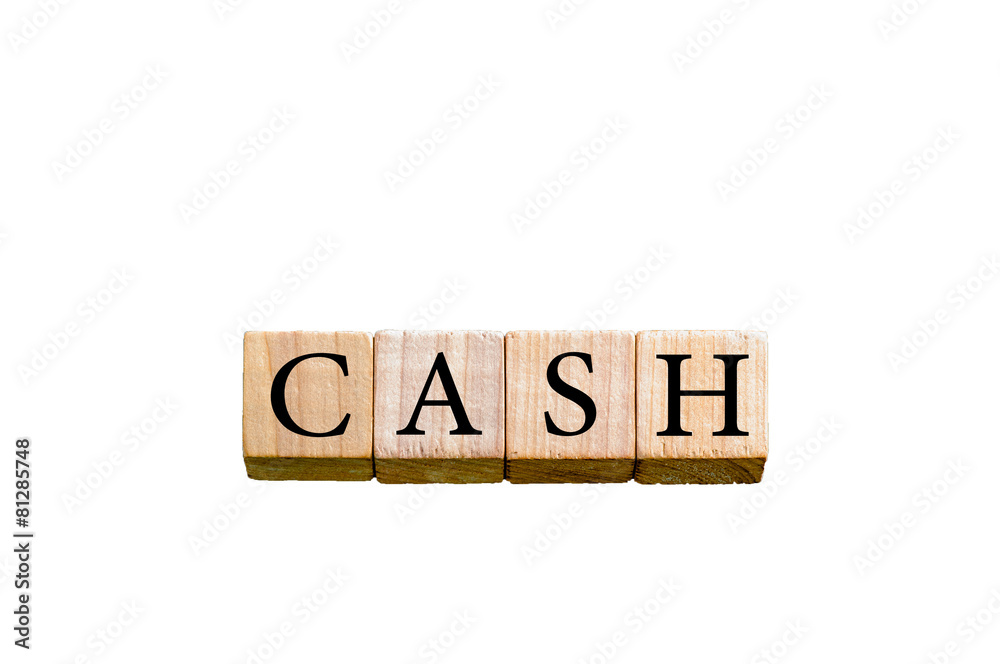 Word CASH isolated on white background with copy space Word CASH isolated on white background with copy space