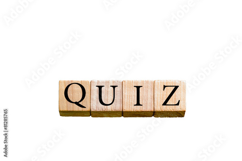 Word QUIZ isolated on white background with copy space