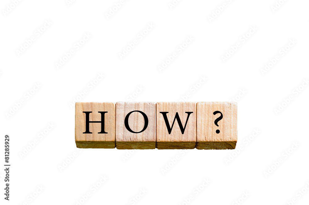 Word HOW isolated on white background with copy space Word HOW isolated on white background with copy space
