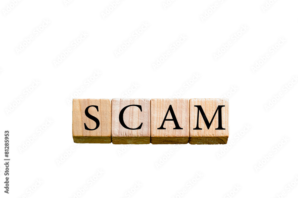 Word SCAM isolated on white background with copy space Word SCAM isolated on white background with copy space