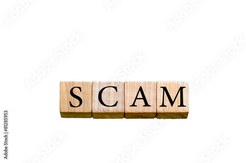 Word SCAM isolated on white background with copy space