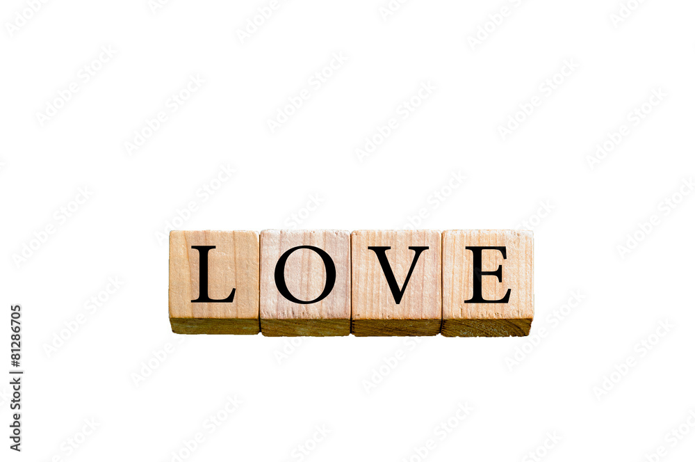 Word LOVE isolated on white background with copy space Word LOVE isolated on white background with copy space