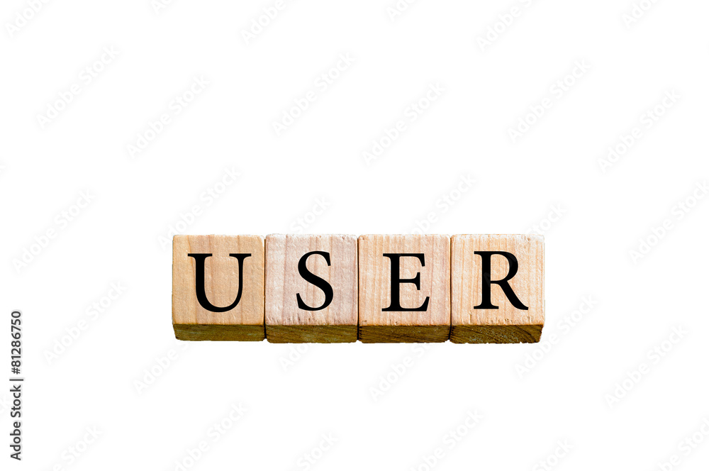 Word USER isolated on white background with copy space Word USER isolated on white background with copy space