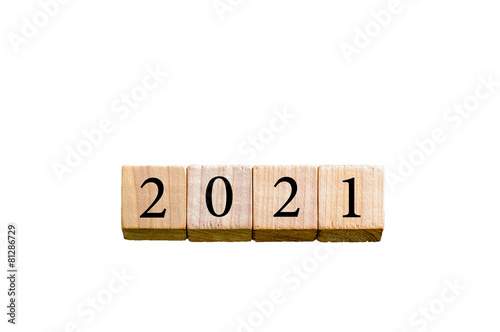 Year 2021 isolated on white background with copy space