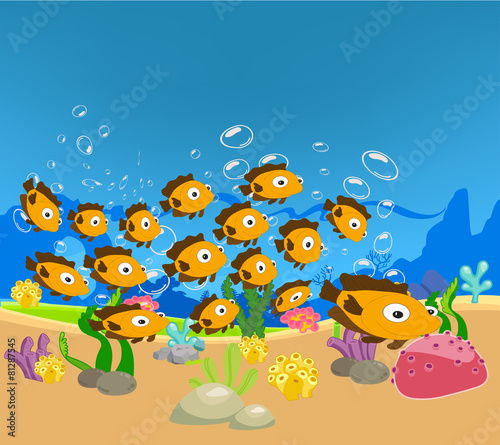 cartoon tropical fishes