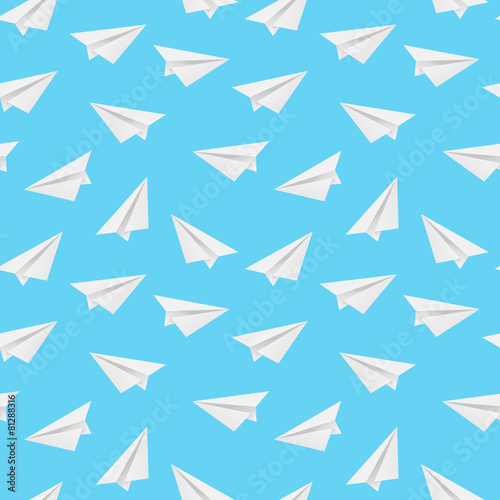 Seamless pattern with paper airplanes