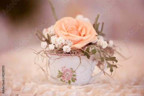 Beautifully decorated vase with flowers