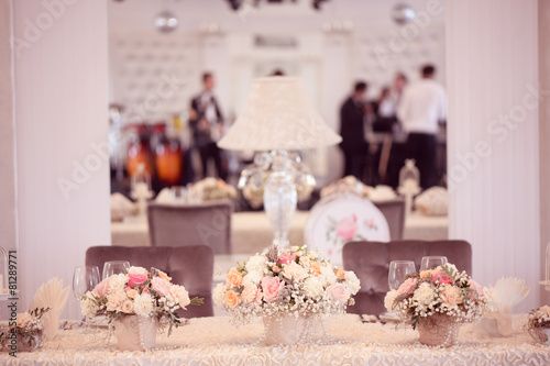 Beautifully decorated wedding table;