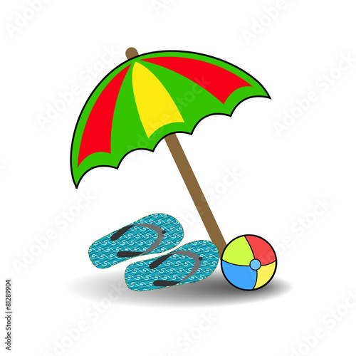 beach umbrella slippers ball