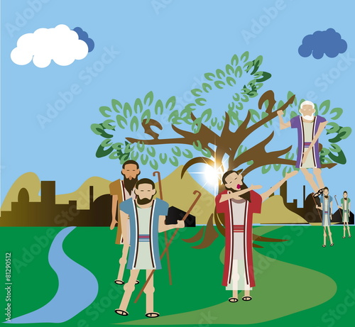Fotografia Luke 19:1-10.  Zacchaeus climbed a tree because he was too short