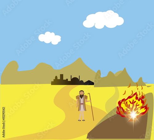 Moses and the Burning Bush ,Exodus 3:2-4