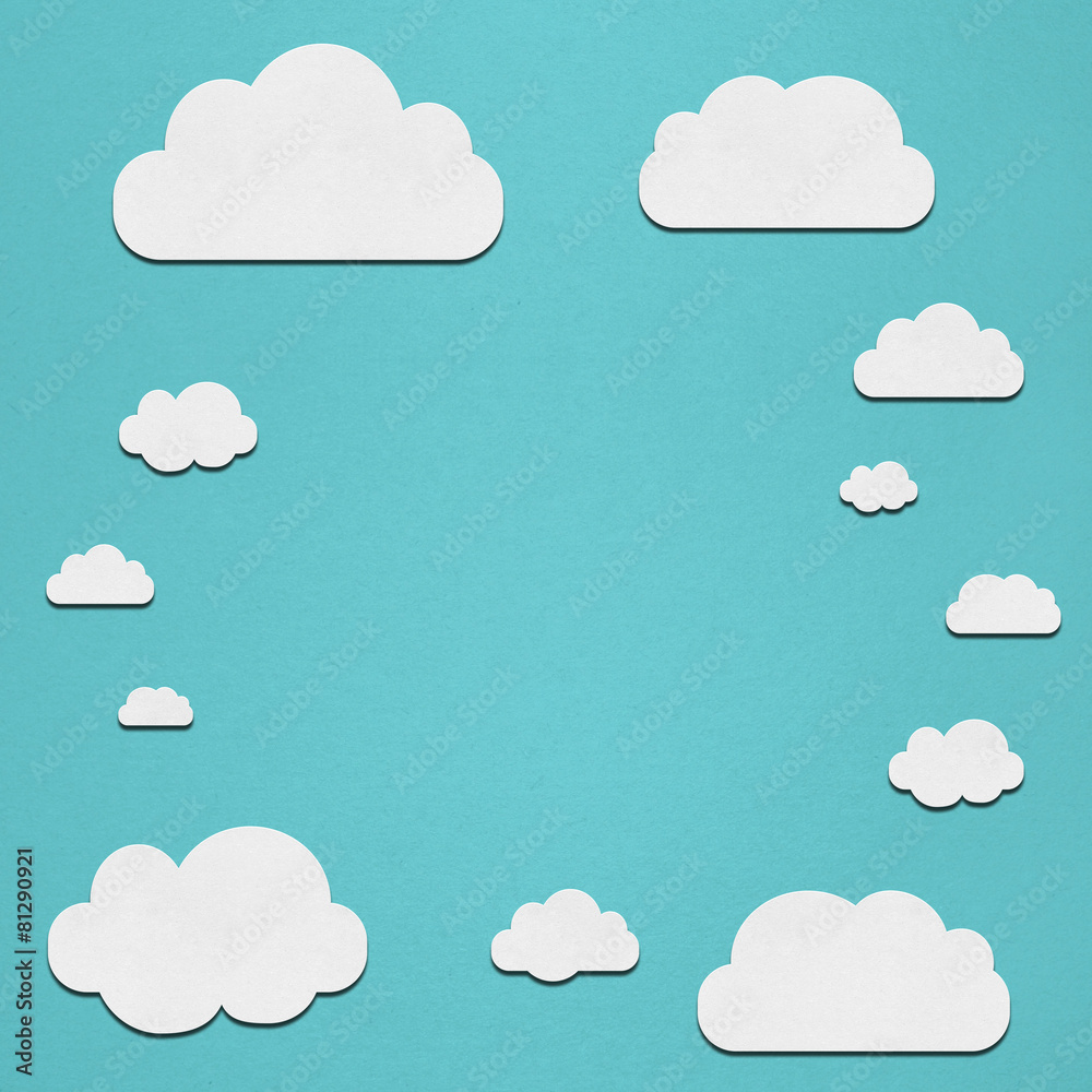 White clouds on a turquoise background