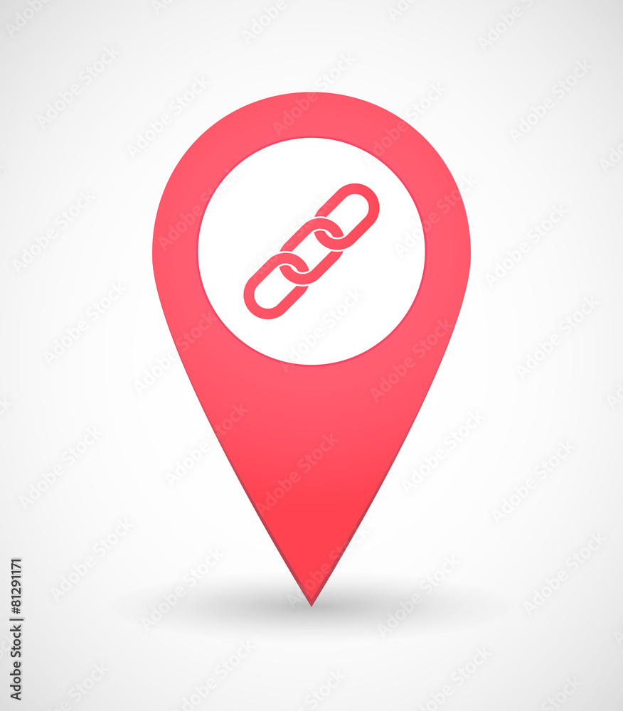 Map mark icon with a chain link Map mark icon with a chain link